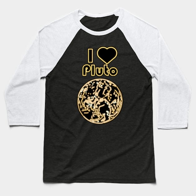 Electric Solar System I Love Pluto Baseball T-Shirt by gkillerb